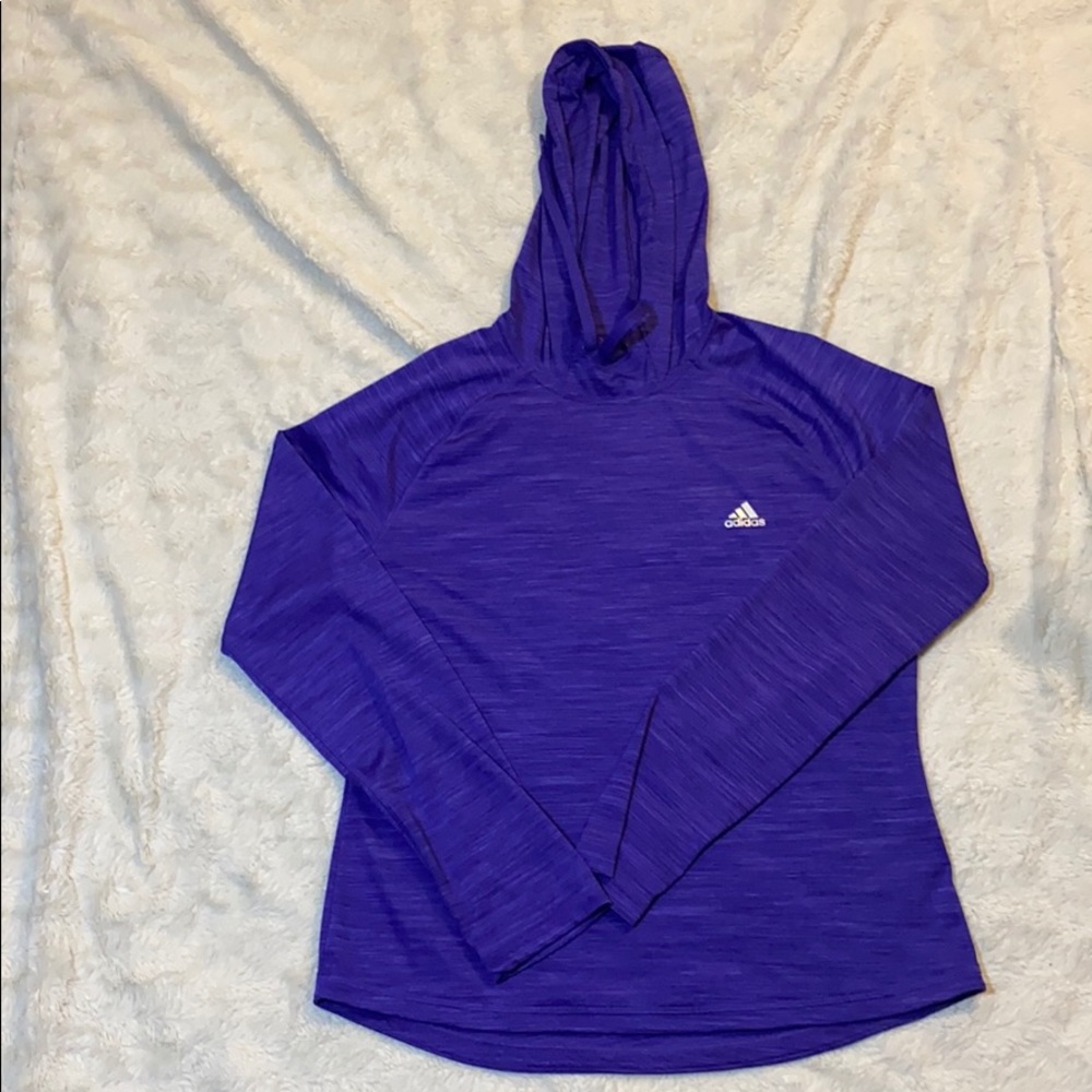Purple ADIDAS workout hoodie with thumb holes